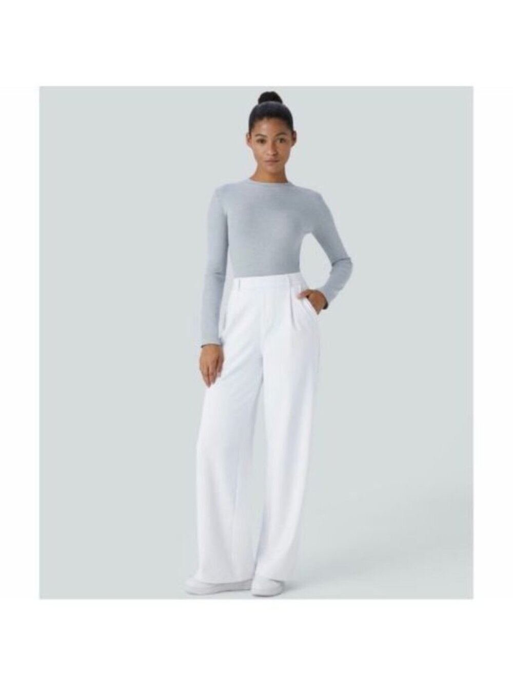 NWT Halara Flex DayStretch High Waist White Straight Leg Work Pants L Regular